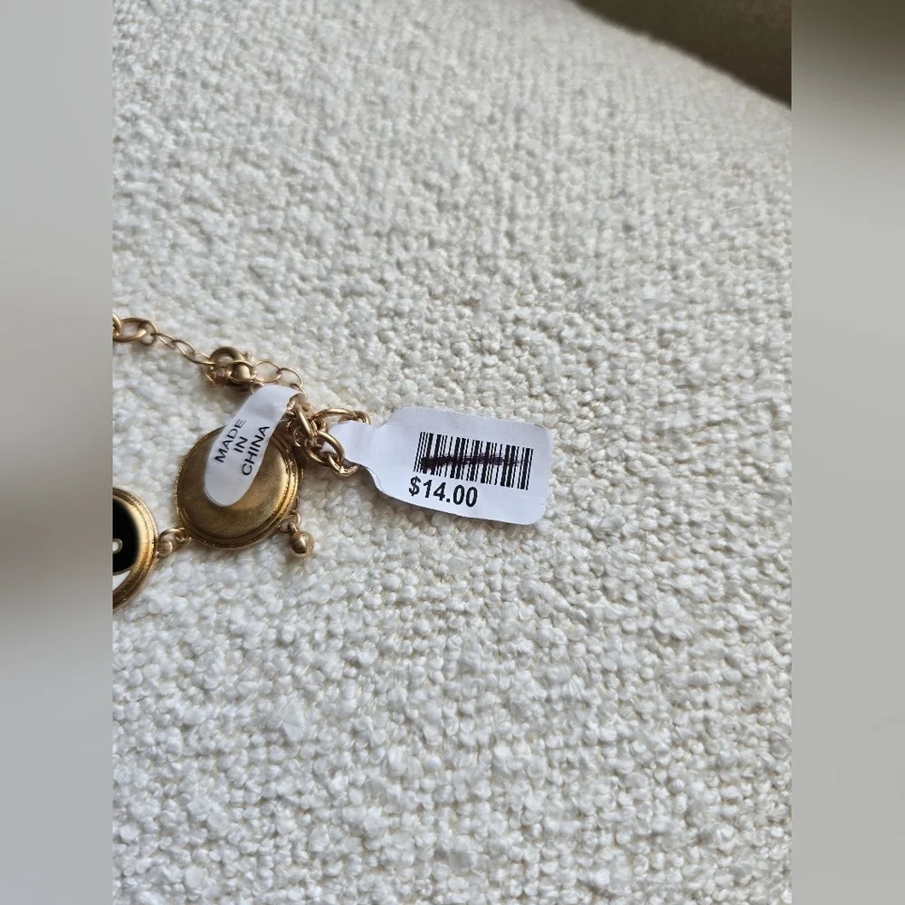 NWT! Free People, Elani Ying Yang Charm Bracelet, Gold